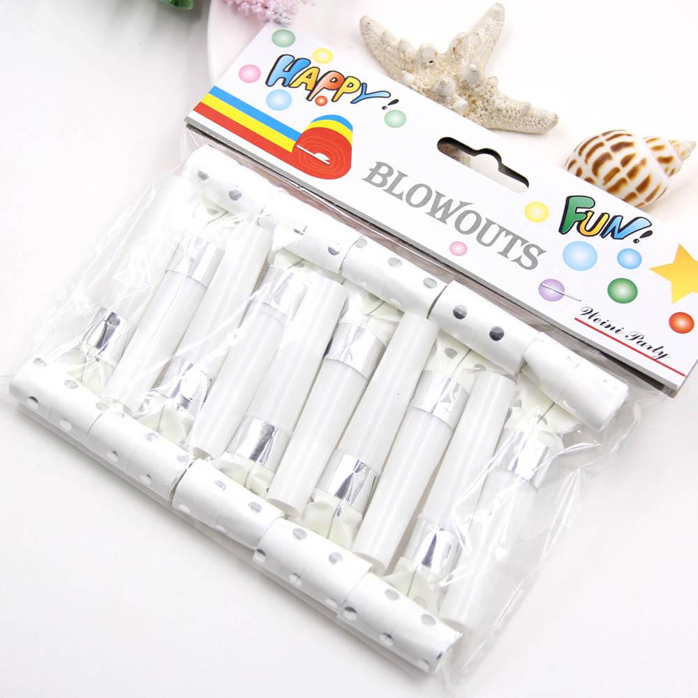 10Pcs/Pack Bronzing Blowouts Whistles With Gold Silver Star Stripe Dot For Kids Birthday Party Decoration Supplies Children Toys Gift