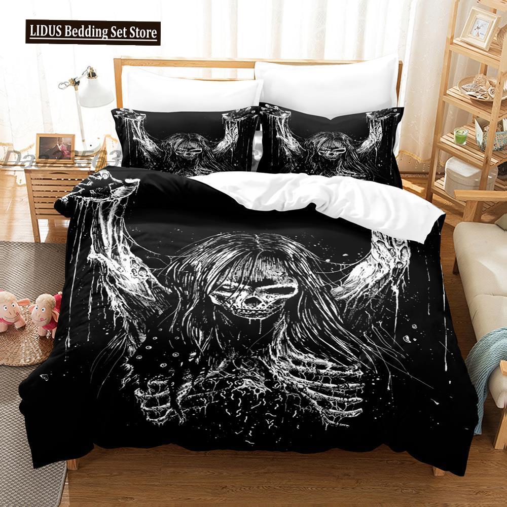 Dark Satanic Duvet Cover Set Satan Goat Inverted Pentagram Skull Bedding Set Full King Size Bed Set Bedroom Comforter Cover Set