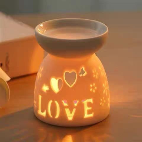 Ceramic Flower Home Aroma Essential Oil Warmer Aromatic Incense & Candle Holder for Perfume Wax Melt Burners Ceramic Oil Burner