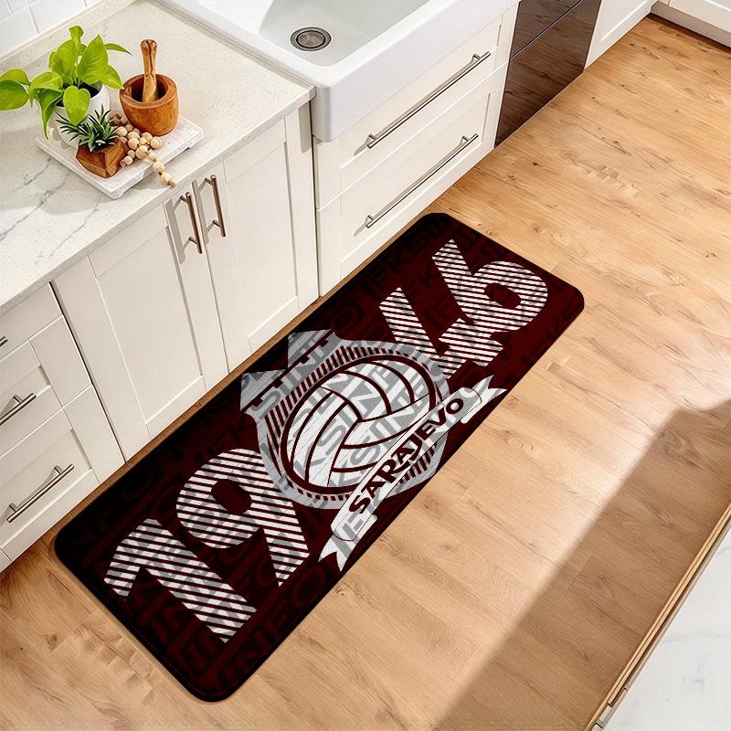 FK Sarajevo Print Flannel Kitchen Mat Christmas Soft Area Rug Non Slip Floor Carpet Home Decoration