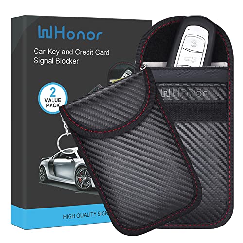 WHonor Relay Attack Prevention Key Case, Radio Wave Blocking Pouch, Car Theft Prevention, RFID Blocking, Durable, 3D Carbon Material