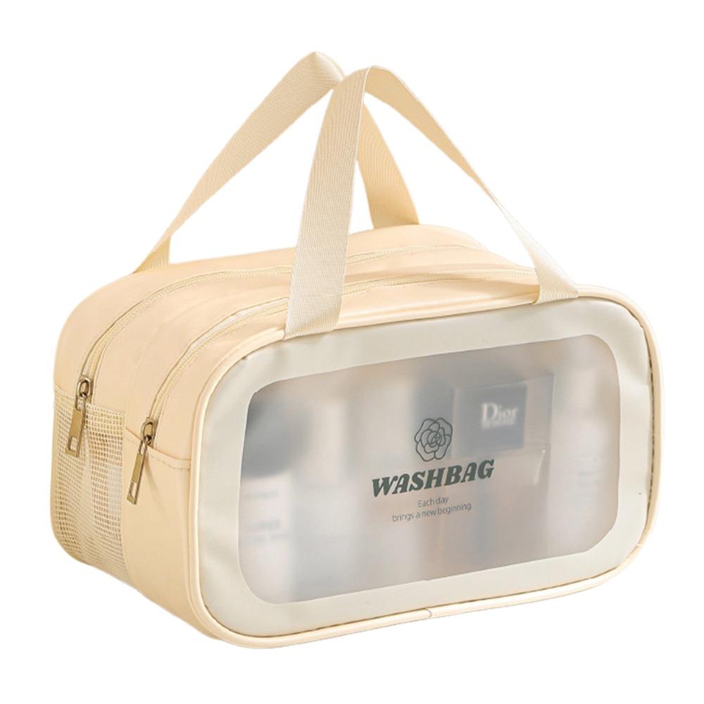 

Большая вместительная косметичка для путешествий на открытом воздухе, сумка для хранения косметики с разделением на сухие и влажные вещи s beige