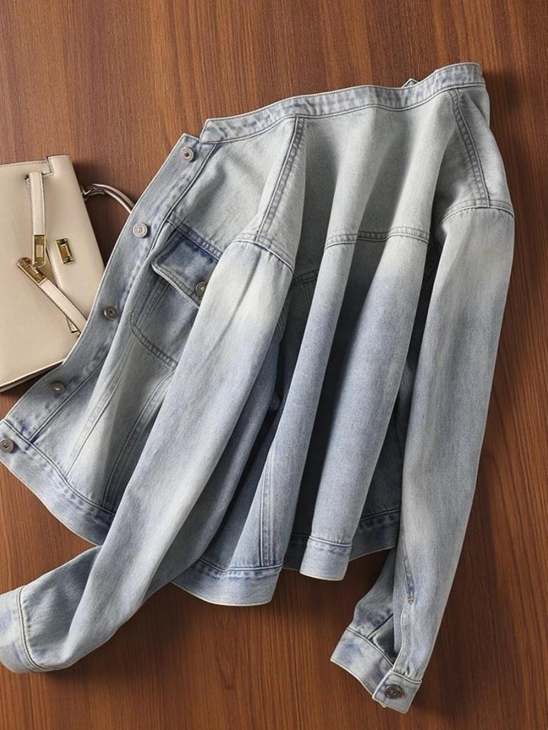 Women's Retro Distressed Long Sleeve Denim Jacket