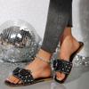Women Slippers New Fashion Flat Slippers Ladies Rhinestone Slippers Comfort Peep Toe Shoes Outdoor Luxury Sandals Slides Women