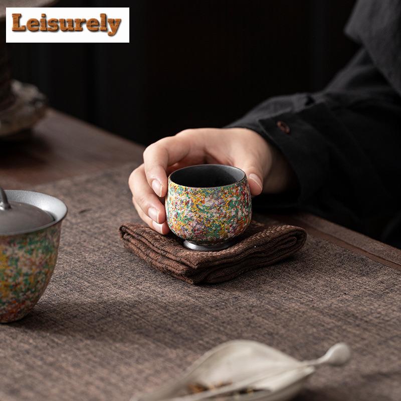 Rock Painting Time Teacup Luxury Tea Bowl Tea Cup Set Tea-tasting Smelling Cup Jianzhan Master Cups Dahongpao Teaware Supplies