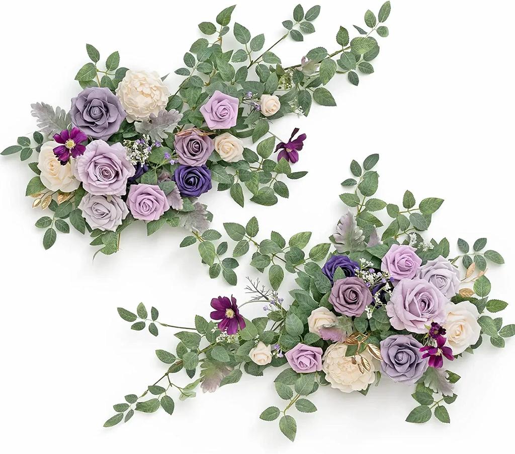 2PCS Artificial Floral Swags Centerpieces Wedding Flower Greenery Arrangements for Table Car Wall Window Arch Home Garden Decor