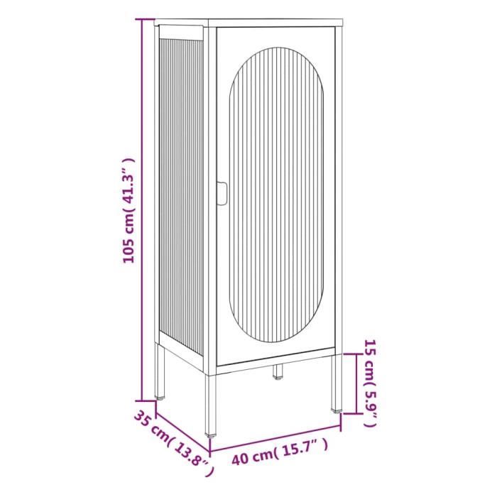 VidaXL Buffet noir 40x35x105 cm verre et acier 352999