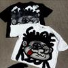 Vintage Grote Gezicht Grafische Print Katoenen T-shirt Unisex Y2K Zomer Korte Mouwen Vintage Oversized T-shirt Streetwear Dames Top T-shirts
