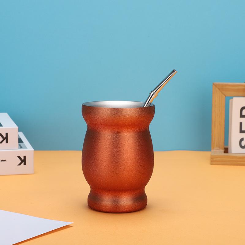 Tazza per Mate Argentina in Acciaio Inossidabile 304 da 8 oz con Cannuccia Cucchiaio