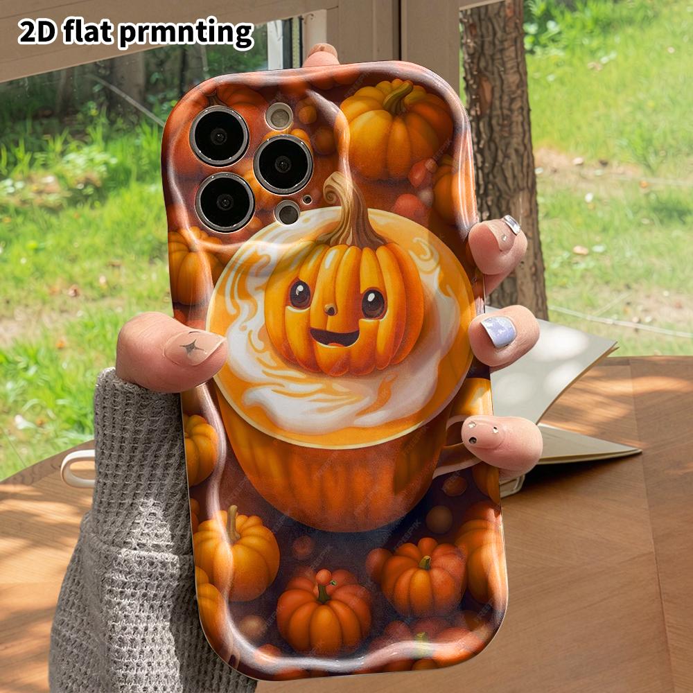 Phone Case: 2D Flat, Suitable for iPhone 18 17 16 15 14 13 12 Pro Protective Case, Phone Decoration, Cartoon Pumpkin Head, Halloween and Christmas Gif