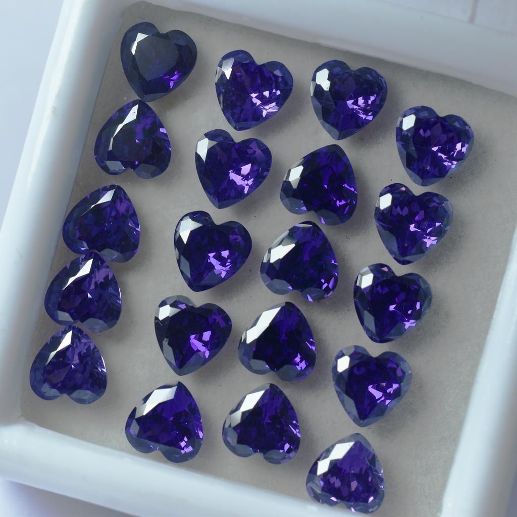 12 Pcs Lot Natural Purple Sapphire Heart Cut Certified Loose Gemstones