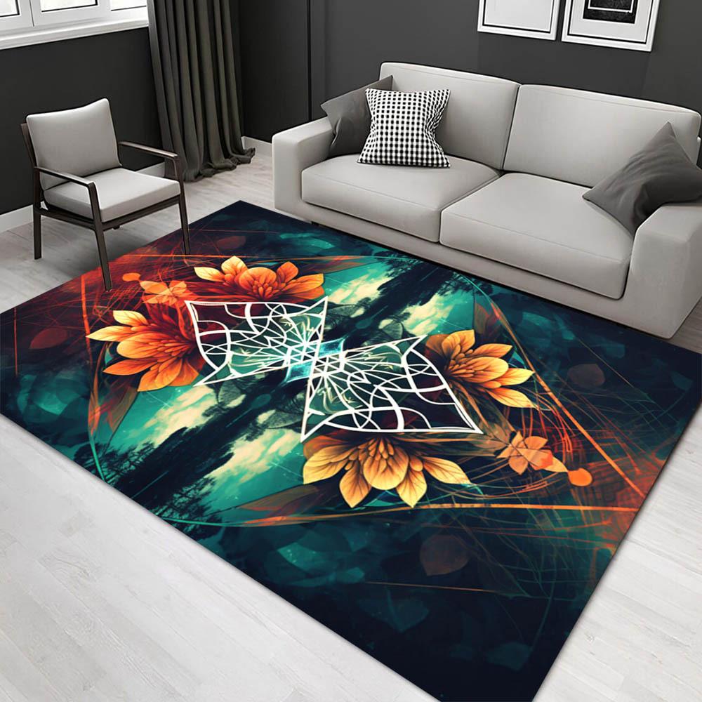 

1pc 1013724761Pattern Carpet, Area Rug For Living Room Bedroom Room Bed Chair Laundry Entryway Corridor Yard Non-slip Outdoor Camping Rug Fl 60cm by 90cm