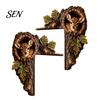 Saisonale Innendekoration 2 Stück Baumhöhle und Tier Holztür-Topper, Rustikaler Waldstil Dekorativer Weihnachts-Rahmen-Eckdekor, 2D
