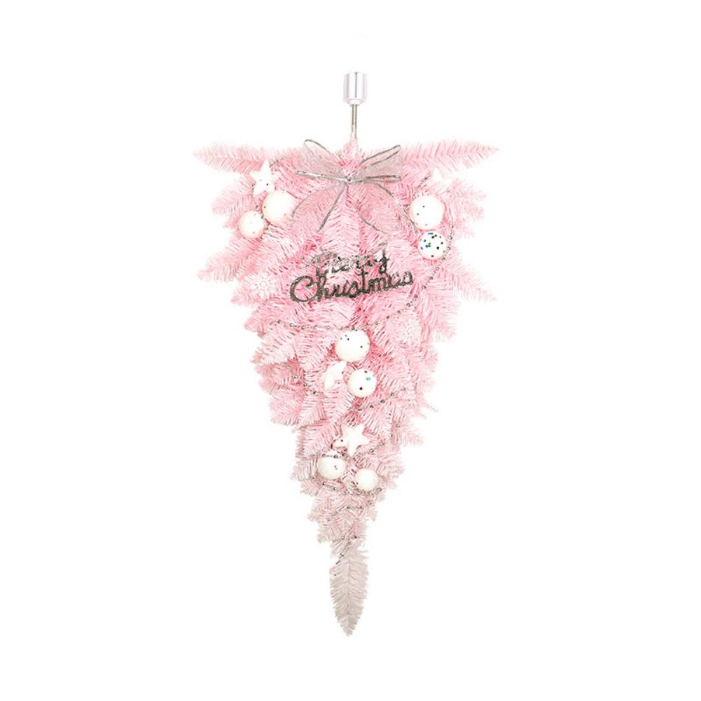 

Рождественская искусственная елка розовая перевернутая украшение Рождество входная дверь настенный подвесной сваг венок рождественское украшение для двери