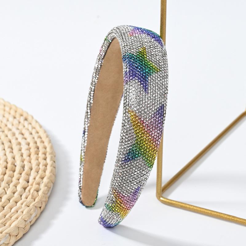 Dames Meisjes Kleurrijk Ster Strass Spons Haarband Hoofdband Volwassen Haaraccessoires Haar Sieraden gray