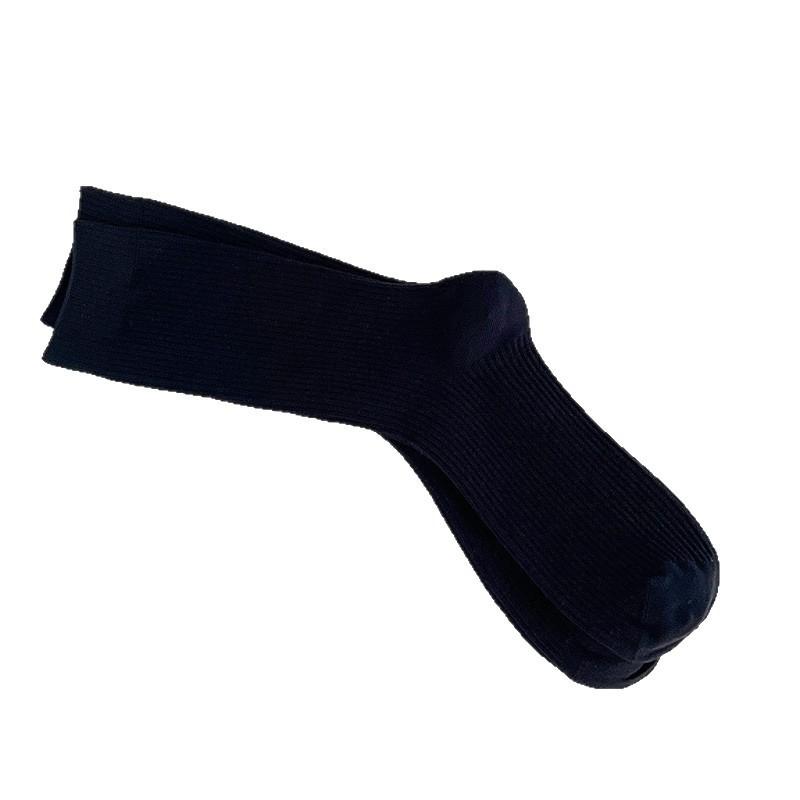 Simple Basic Solid Color Fine Vertical Striped Medium Tube Socks Season Wear With Birkenstocks Stacking Socks