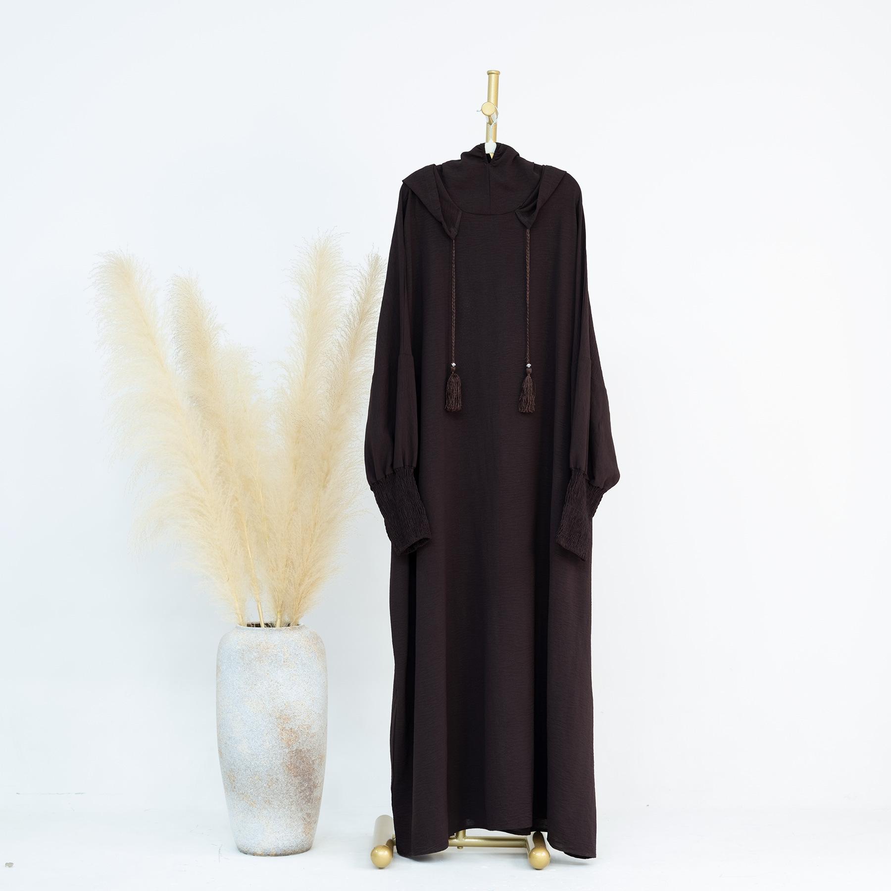 Ramadan Niqab Khimar Moslemisches Abaya Dubai Türkei Islam Gebetskleidung Afrikanische Kleider Frauen Kleid Kaftan Robe Femme Musulmane XS dunkel kaffee