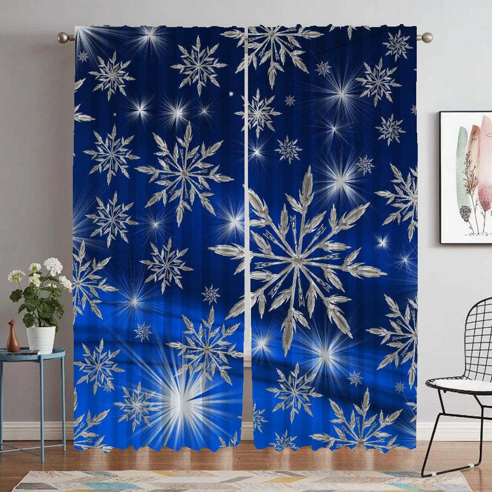 Vánoční odstíny Vločka Moderní obývací pokoj Závěsy 2 kusy Zatemňovací závěs do pokoje 2 panely Halloweenská dekorace Dělící stěna