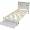 Solid Wood Single Bed with Drawers and Slatted Base, Bookshelf Teenagers and Adults Children's Bed, 90x200cm White