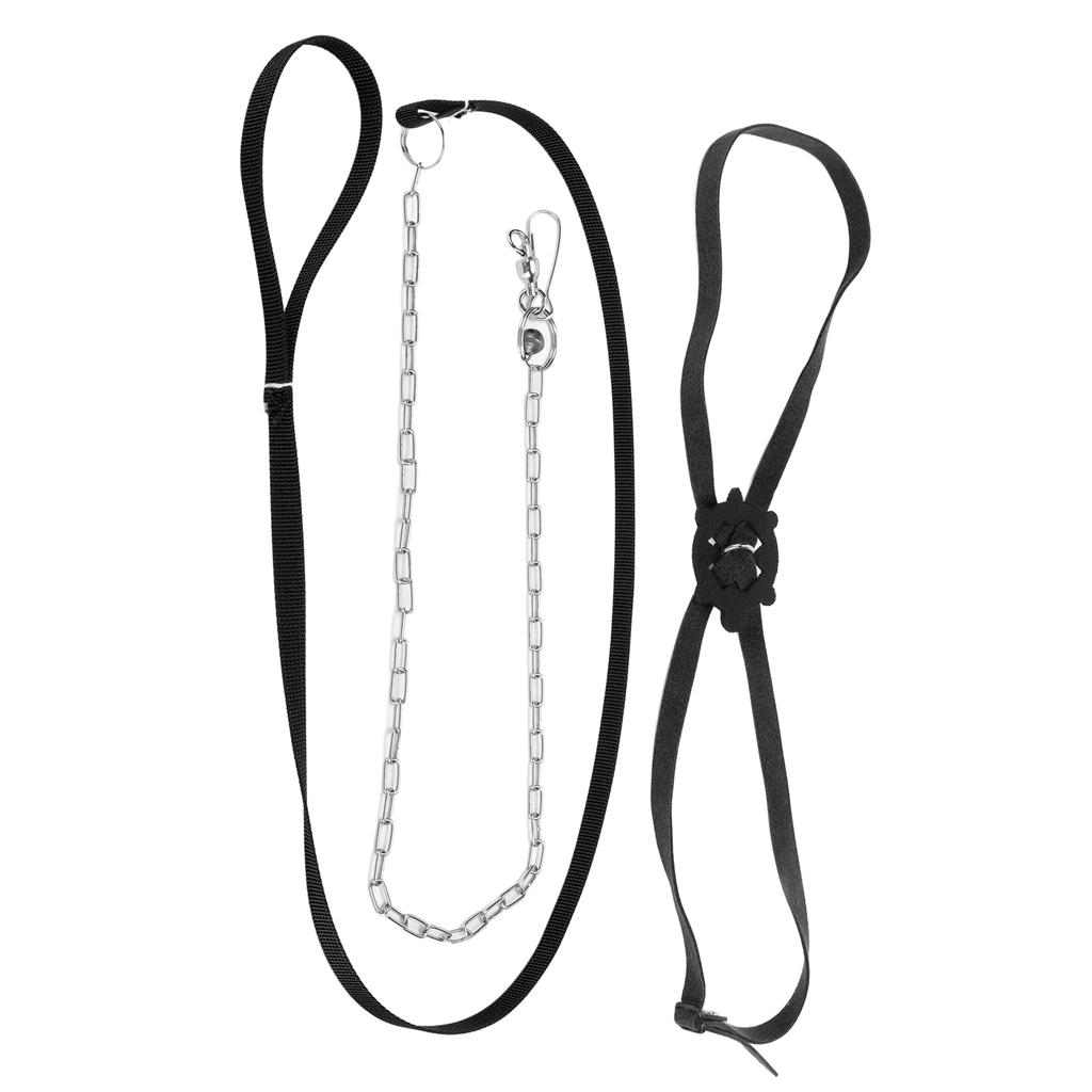 Schildkröten Geschirr Leine Verstellbar Hautfreundlich Haustier Geschirr Reptilien Leine für Draußen Schwarz L