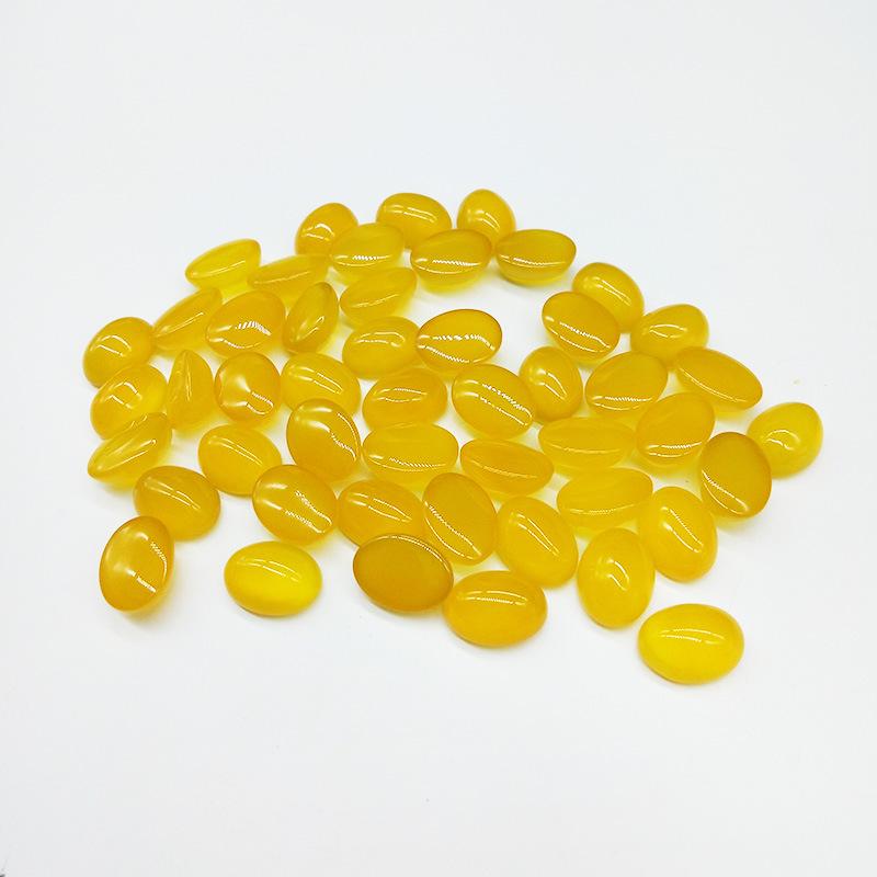 Egg-Shaped Yellow Agate Chalcedony Ring
