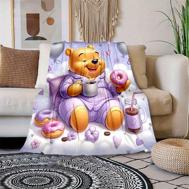 1pc Winnie Printing Blanket - Soft, All-Season Throw for Living Room, Bedroom,Personalized Gift with Adorable Cartoon Design