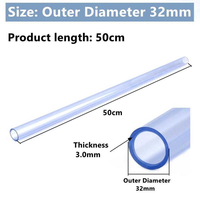 1 Stück Außendurchmesser 16~110mm PVC-U Transparent Blau Rohr Aquarium Fischbecken Schlauch Garten Bewässerung Bewässerungszubehör 50cm Lang