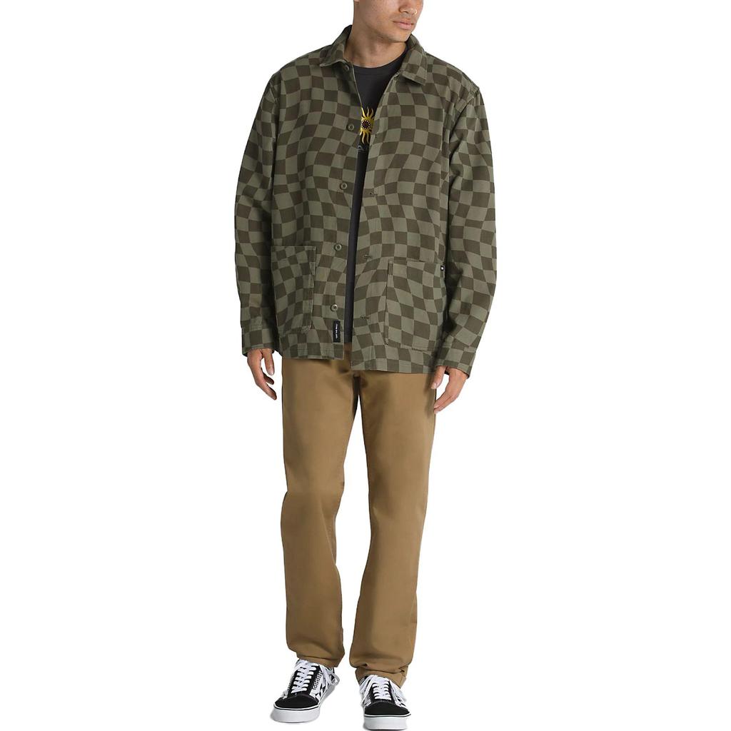 Vans Chemise à Carreaux Bouton Unique Manches Longues Homme chemises Vert Armée VN0008GZ-KCZ