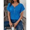 YYFS Damenmode, lässig, Sommer, Frühling, einfarbig, bedruckt, kurzärmelig, V-Ausschnitt, Blusen und Hemden