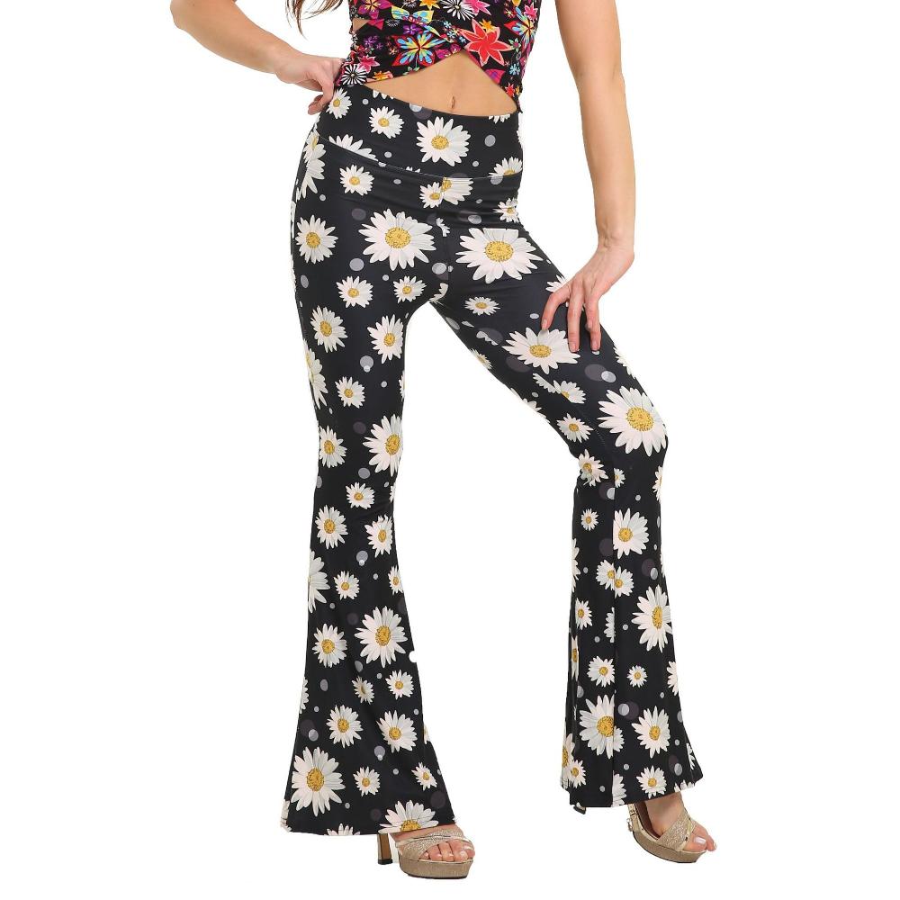 Fashion Floral Leggings High Waist Printed Flared Trousers For Women Highly Stretchable Fitness Tights Yoga Pants Dance Pants