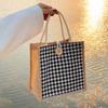 Ins Lunchtaschen für Frauen mit Hahnentrittmuster, kleine Lunchtasche, Lebensmittelaufbewahrungstasche, funktional, tragbar, für Reisen, Picknick im Freien
