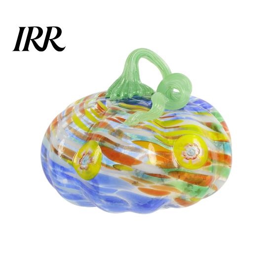 Pumpkin Ornament Mini Hand Blown Glass Ornament, Collectible Thanksgiving Halloween Decoration Faux Crystal Hanging for Fall, Harvest Unique Gift