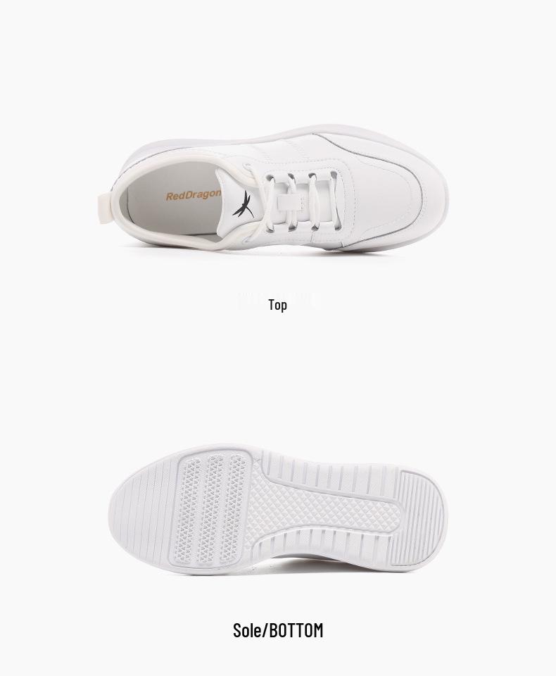 Red Dragonfly Women's Spring Leather Casual Sports Shoes - Genuine Leather, Soft Sole, Waterproof Little White Shoes