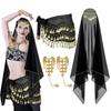 Gypsys Costume Accessories for Women Belly Dance Outfits Head Scarf with Belly Dance Coins Hip Scarf Chain Bracelets