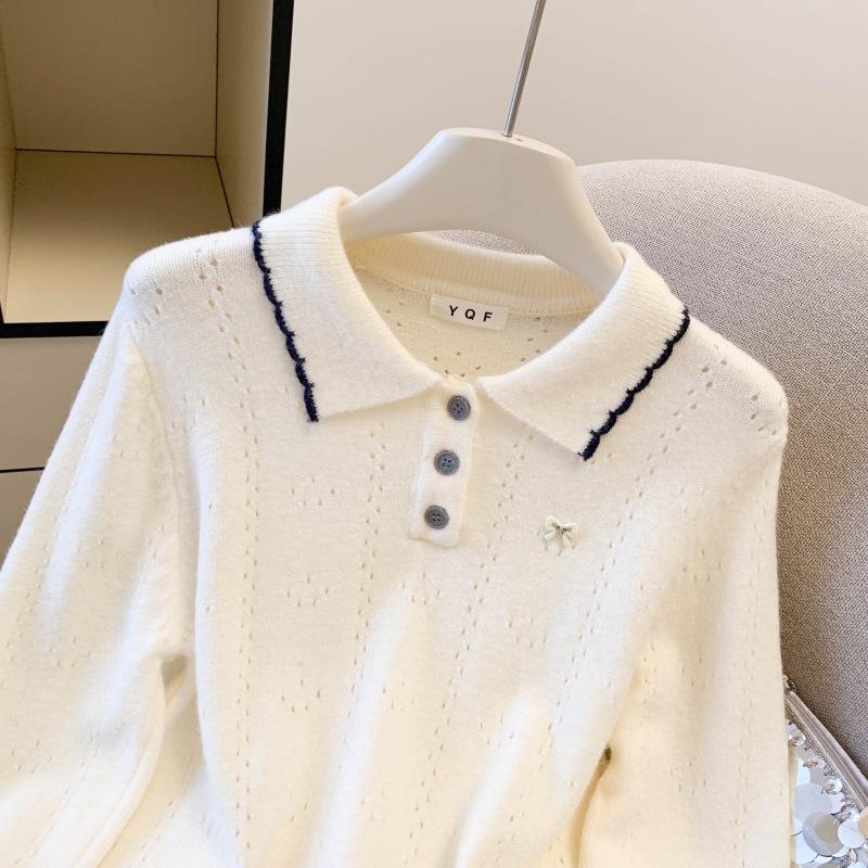 2025 Autumn Chic Korean-Style Oversized POLO Collar Knit Sweater for Women