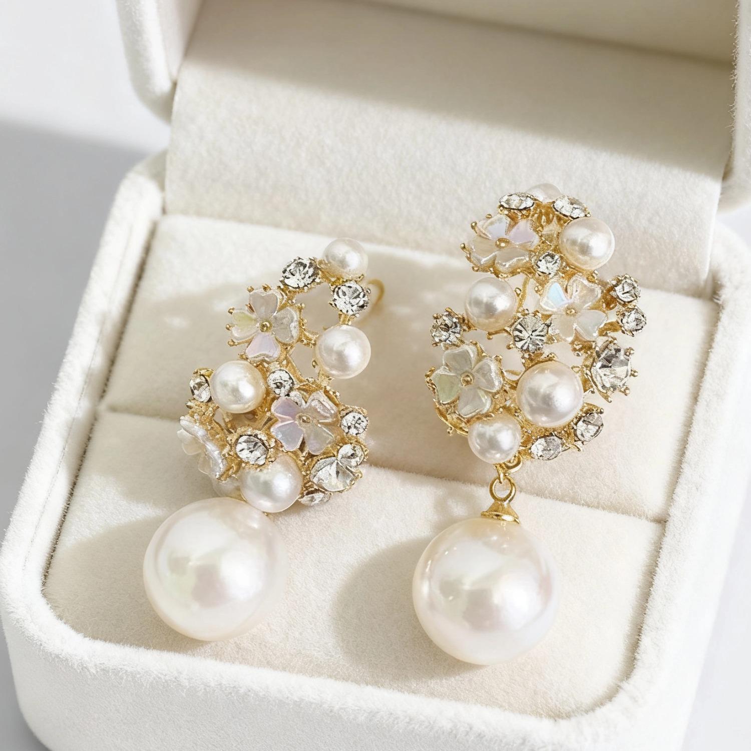 Рождественские серьги Miki 2025 в стиле французского двора с жемчугом Standard