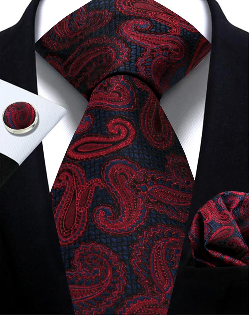 Mens Tie Paisley Jacquard Woven 8Cm Formal Business Wedding Necktie Pocket Square Set Suit Cravat High Quality Handmade Gravata