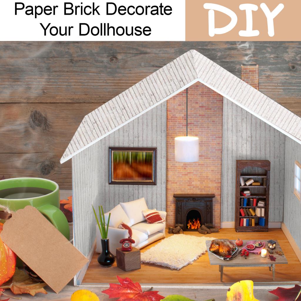 35 Pcs Miniature Dollhouse Wallpaper Self-Adhesive Mini Diy Floorboards Wall Paper Real Life Diy Decoration For Dollhouse