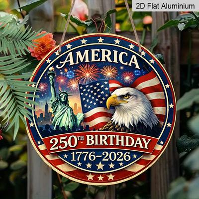 2D Flat, 1pc America 250th Birthday Wall Sign Suitable for Patriotic Decor, 250 Years of History Celebration, Retro Plaque for 4th of July, Memorial