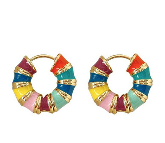 2025 Minimalist French Enamel Earrings: High-End European & American Fashion Ear Cuffs & Hoops