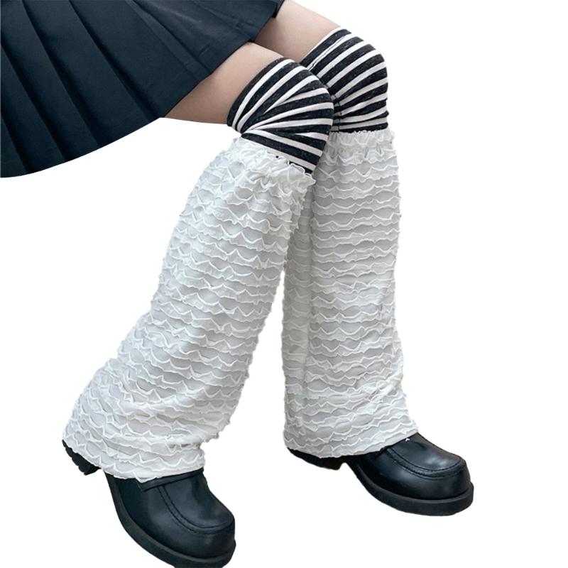 Campus Style Leg Warmers Gothic Ruffle Long Socks Leggings Gaiters Autumn Winter Flare Cuffs Ankle Heaps Socks