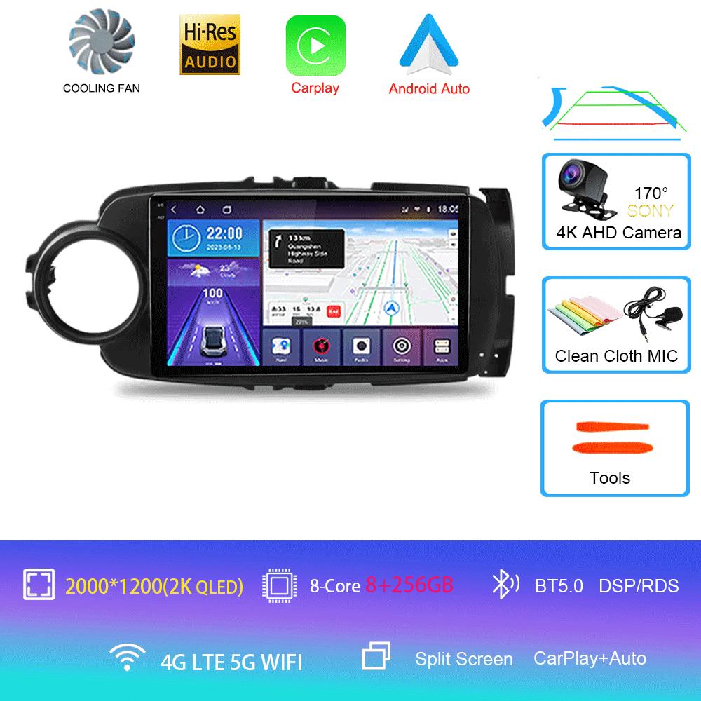 9inch Android 14 Car RadioFor Toyota Yaris 2012 - 2017 Multimedia Player Android Auto Wireless Carplay GPS 2Din DVD
