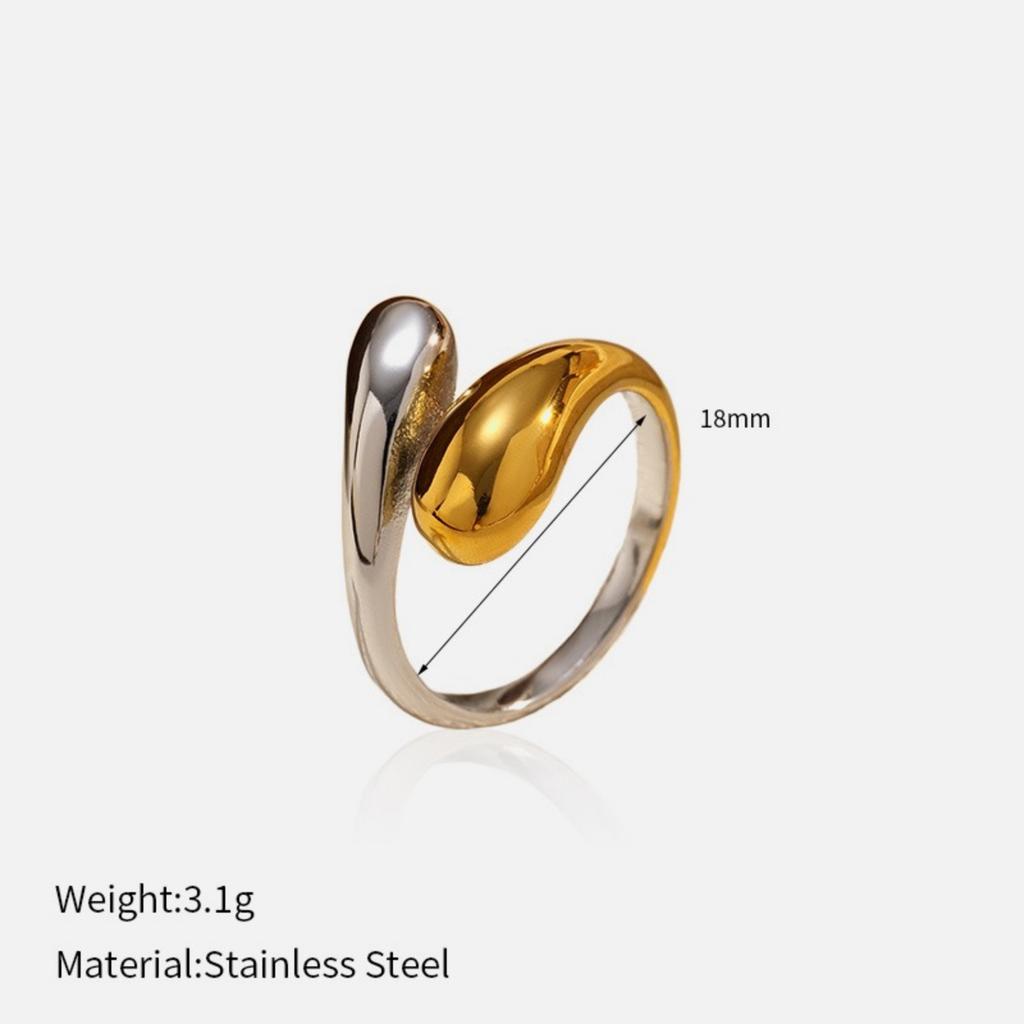 1 Piece Stylish Exquisite 304 Stainless Steel Open 18K Gold Plated Silver Plated Two Tone Rings For Women Gift Europe America