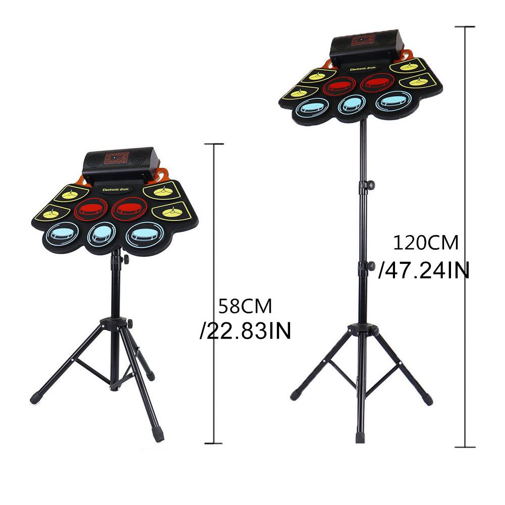 Electronic Drum Set With Drum Sticks Pedals Music Drums 9 Pad Roll-Up Drum Musical Electronic Drums Instrument For Kids Adults