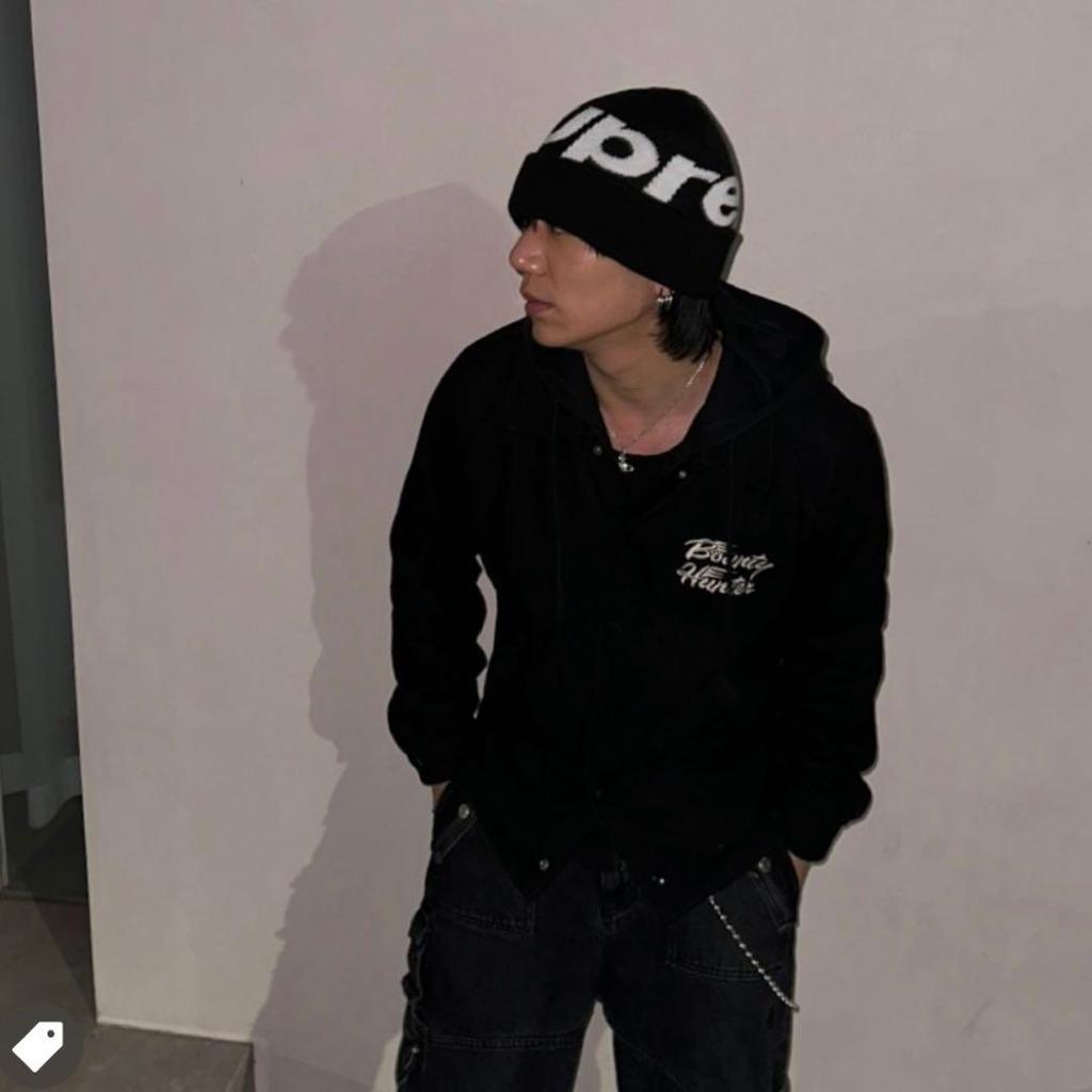 [USED] Jungkook wearing a black Supreme Big Logo Beanie
