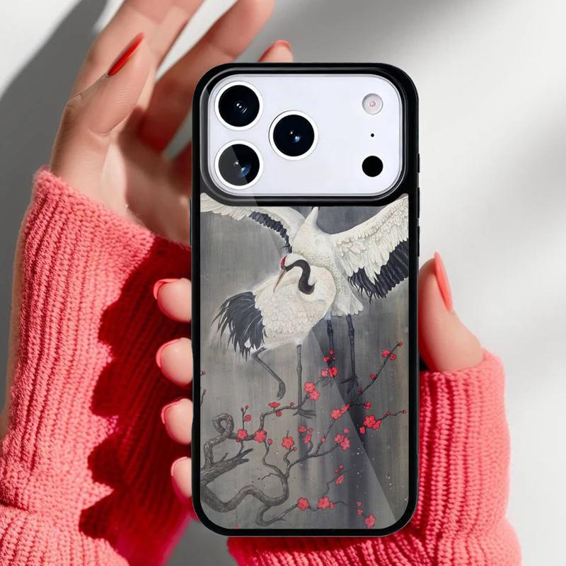 Japanese Cranes Art Phone Case for iPhone 17 16 15 14 13 Pro Max Back Cover for 12 11 Pro Coque