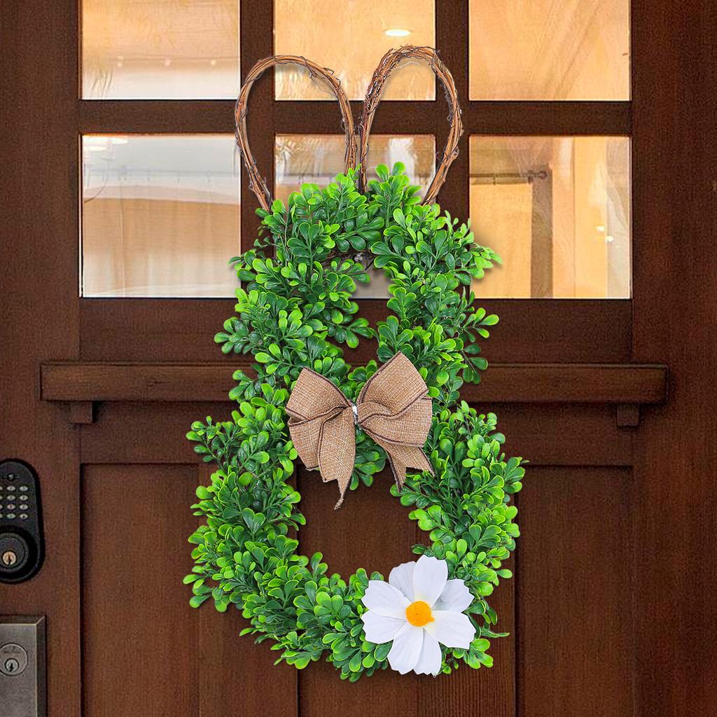 Easter Dead Branch Wreath Outdoor Garden Simulated Flower Door Hanging Creative Rabbit White Flower Wreath