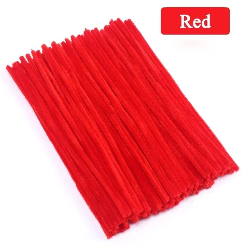 

300/10Pcs Colorful Plush Chenille Sticks Pipe Cleaners Bending Plush Wired Sticks Kids DIY Crafts Wedding Decor Chenille Stem 10PCS красный