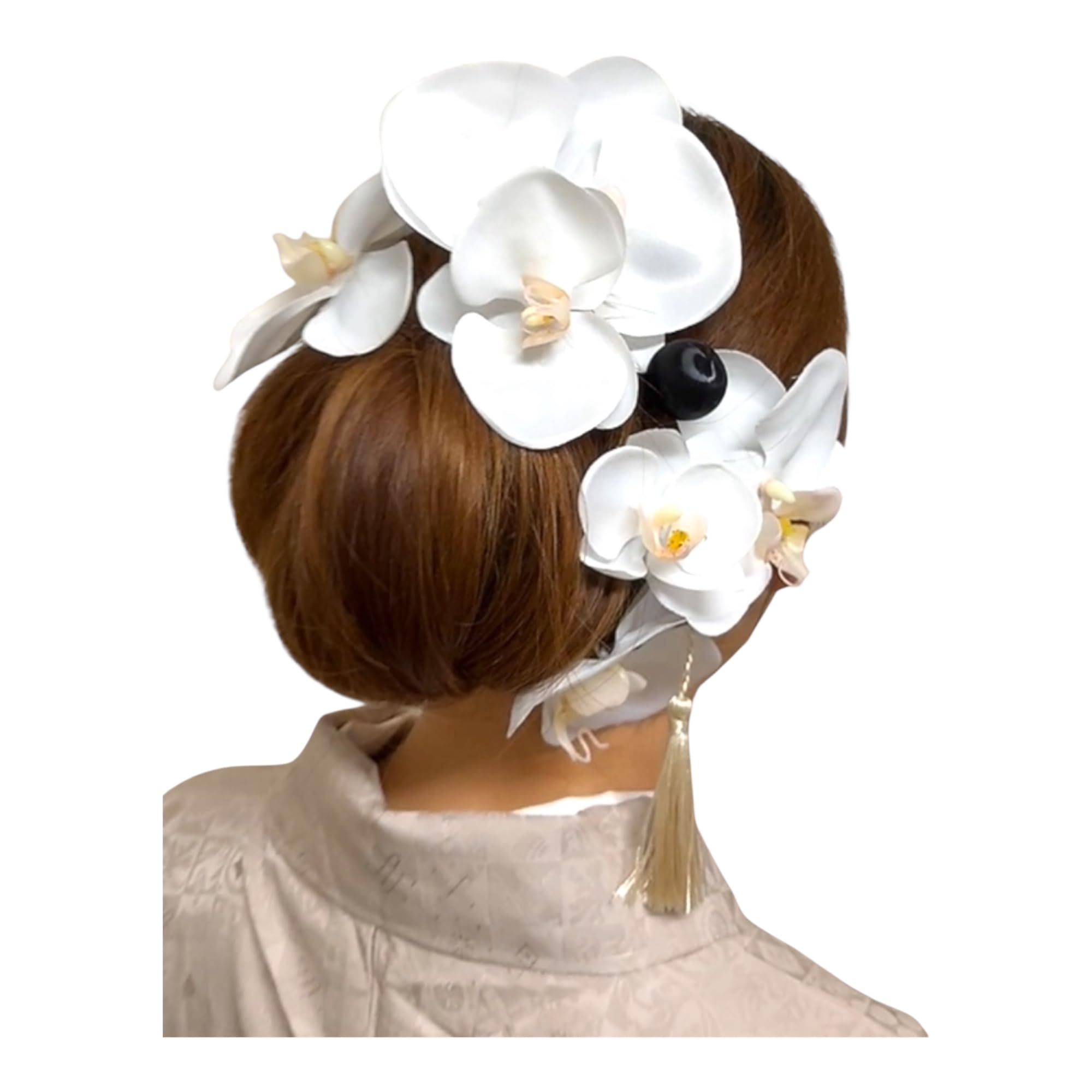 

Lexington & Canopy White Phalaenopsis Orchid Set (8 pieces) - Perfect for Coming-of-Age Ceremony, Graduation Ceremony, Kimono, Yukata, Shichi-Go-San,