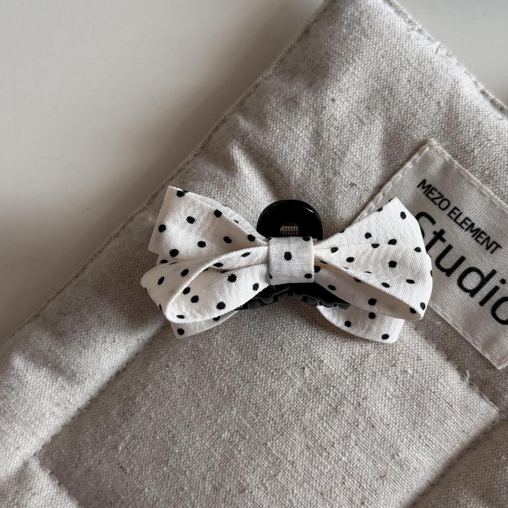 French Black & White Polka Dot Bow Hair Claw – Versatile Fashion Shark Clip